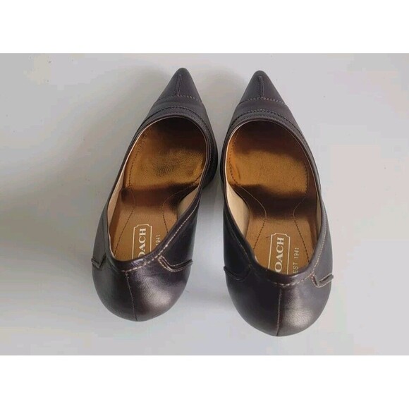 Coach Adena Women's Brown Leather Pointed Toe Minimalist Pumps Shoes Size 7B - Picture 3 of 9